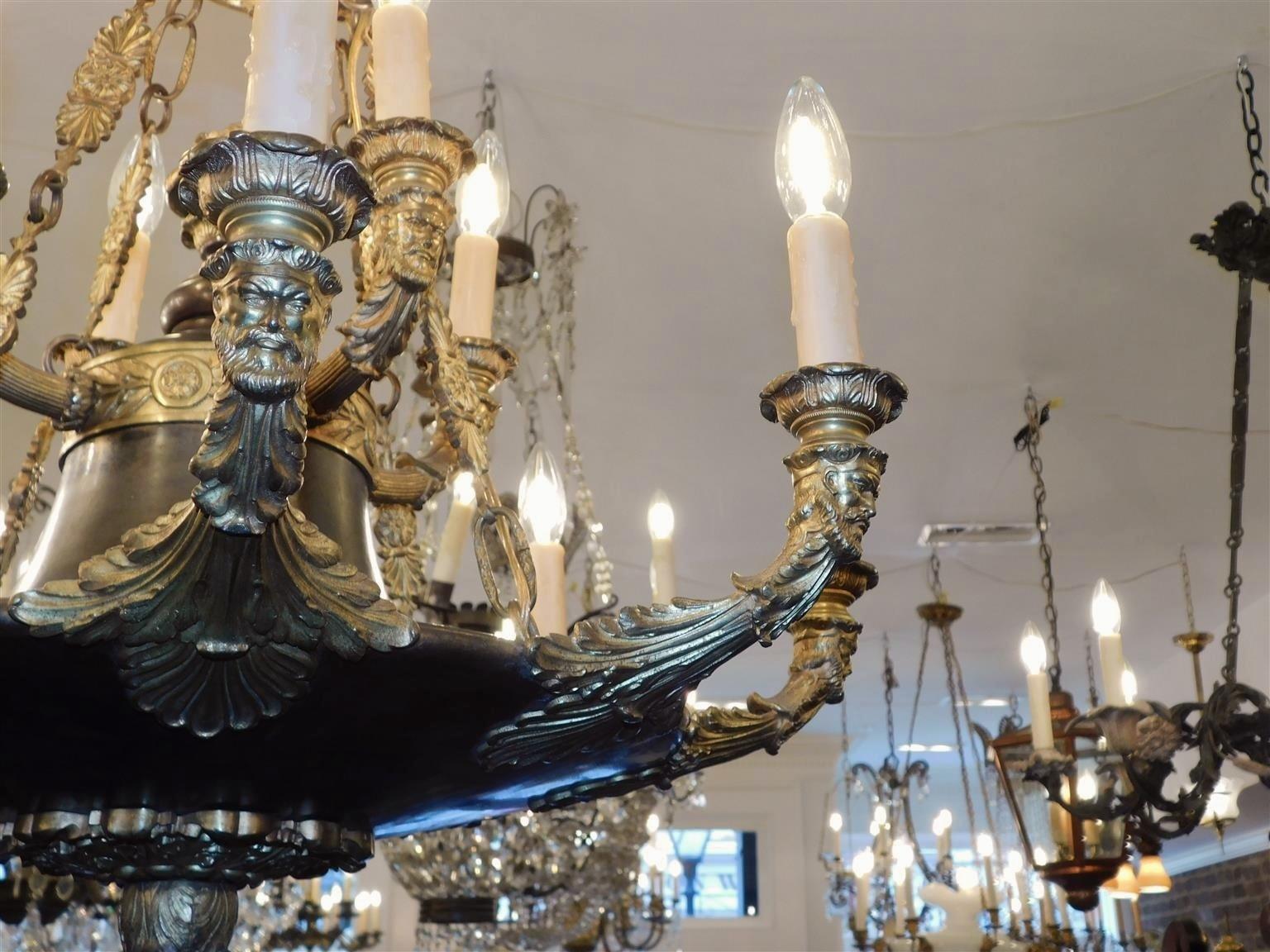 Italian Neoclassical Gilt Bronze Figural & Foliage Filigree Chandelier, C. 1815 For Sale 6