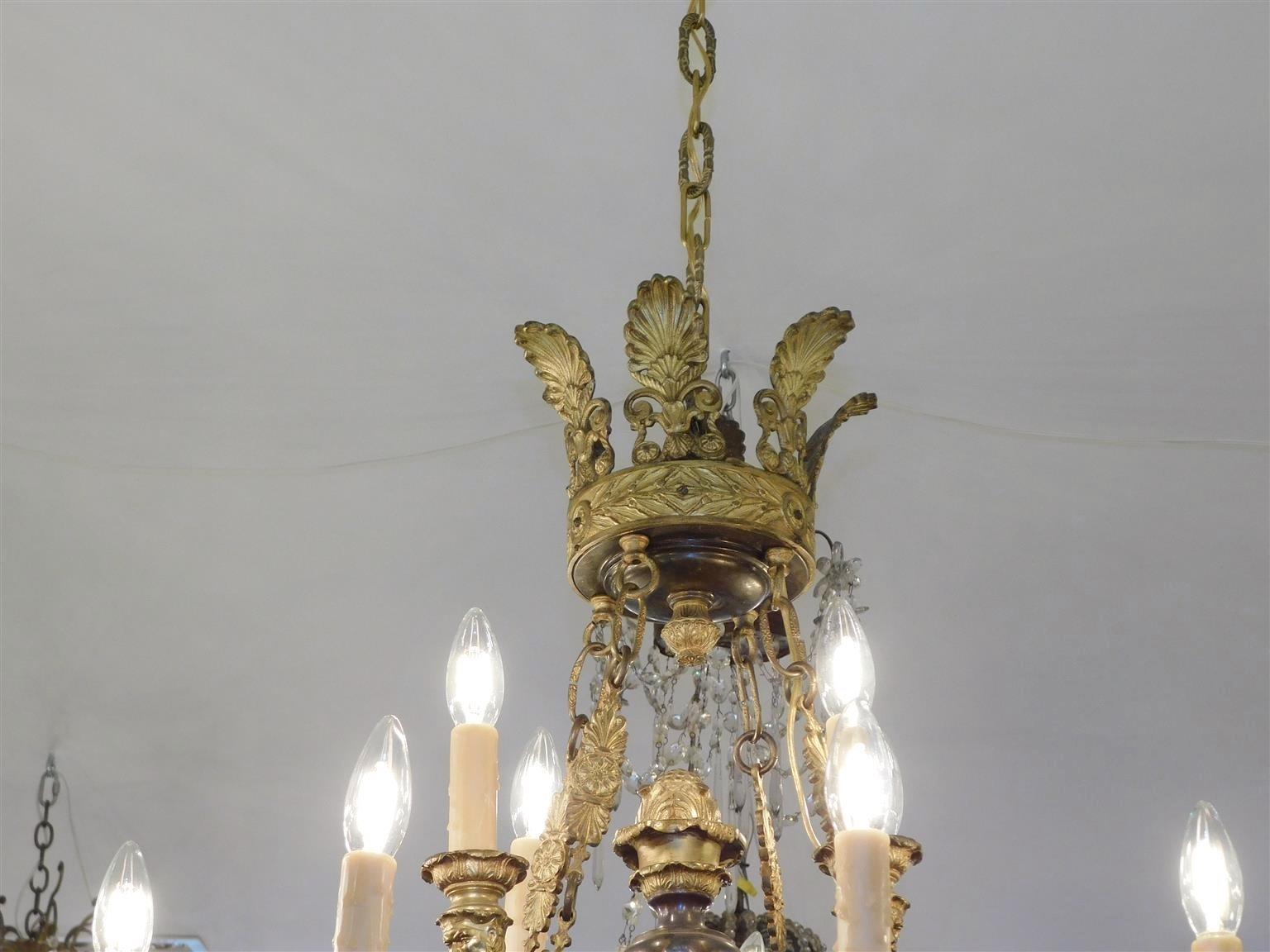 Italian Neoclassical Gilt Bronze Figural & Foliage Filigree Chandelier, C. 1815 In Excellent Condition For Sale In Charleston, SC