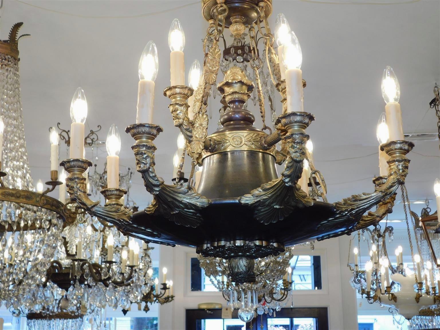 Italian Neoclassical Gilt Bronze Figural & Foliage Filigree Chandelier, C. 1815 For Sale 1