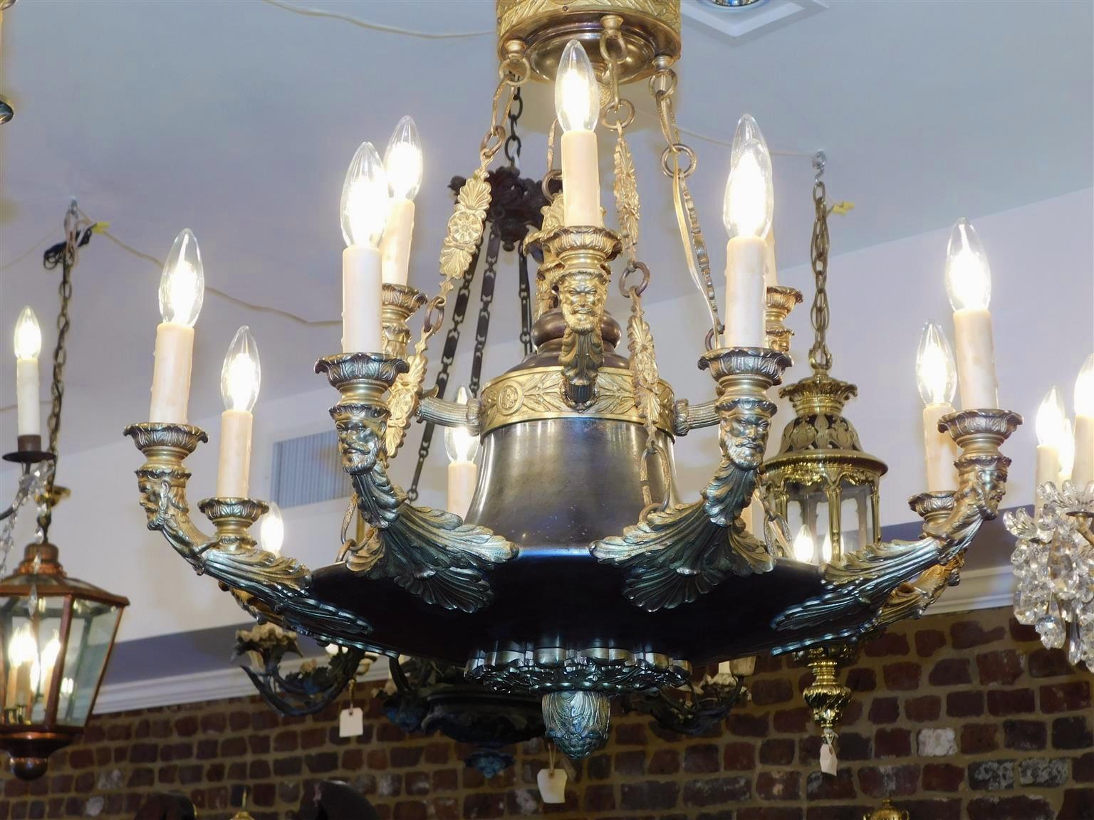Italian Neoclassical Gilt Bronze Figural & Foliage Filigree Chandelier, C. 1815 For Sale 2