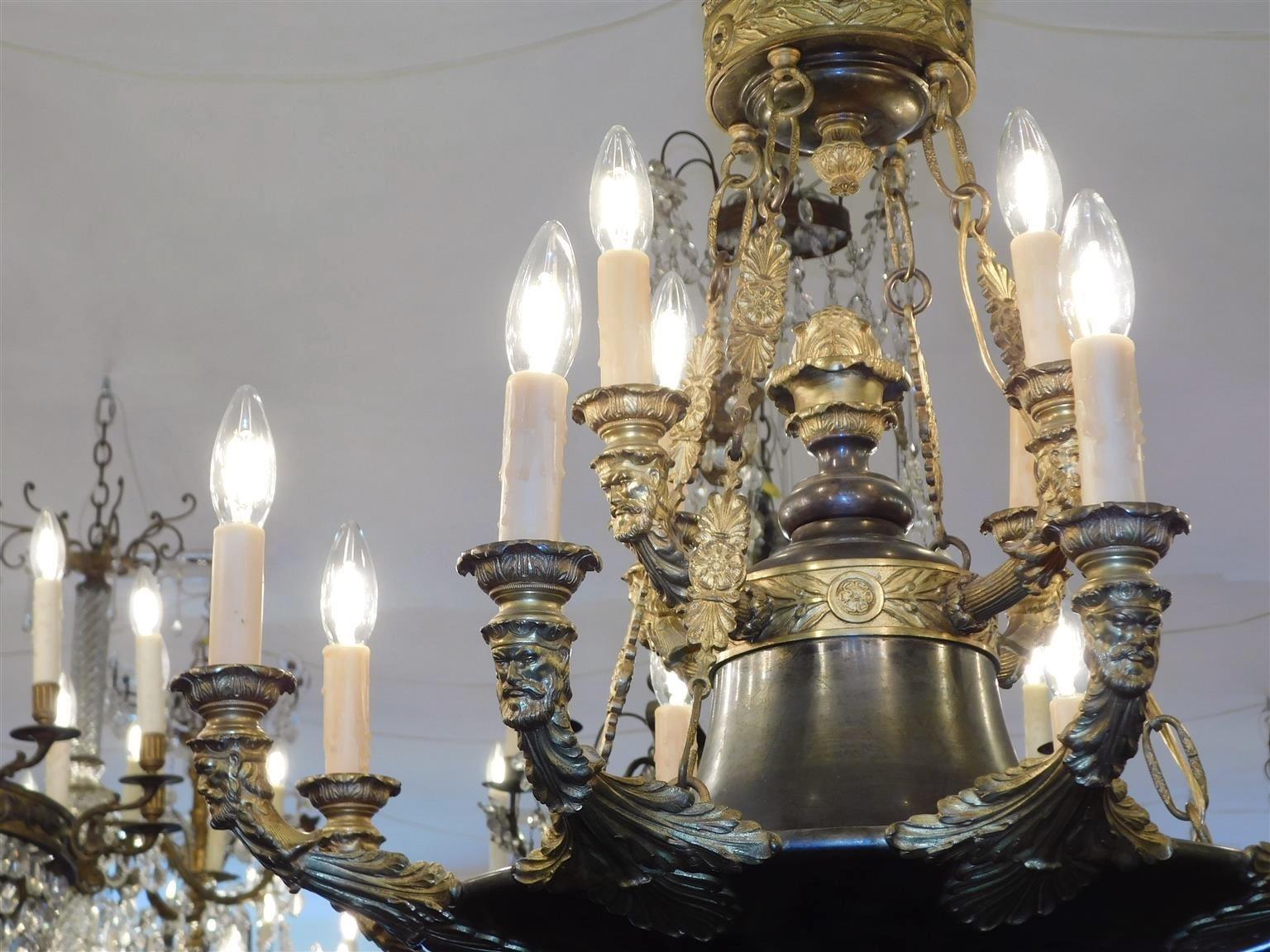 Italian Neoclassical Gilt Bronze Figural & Foliage Filigree Chandelier, C. 1815 For Sale 3