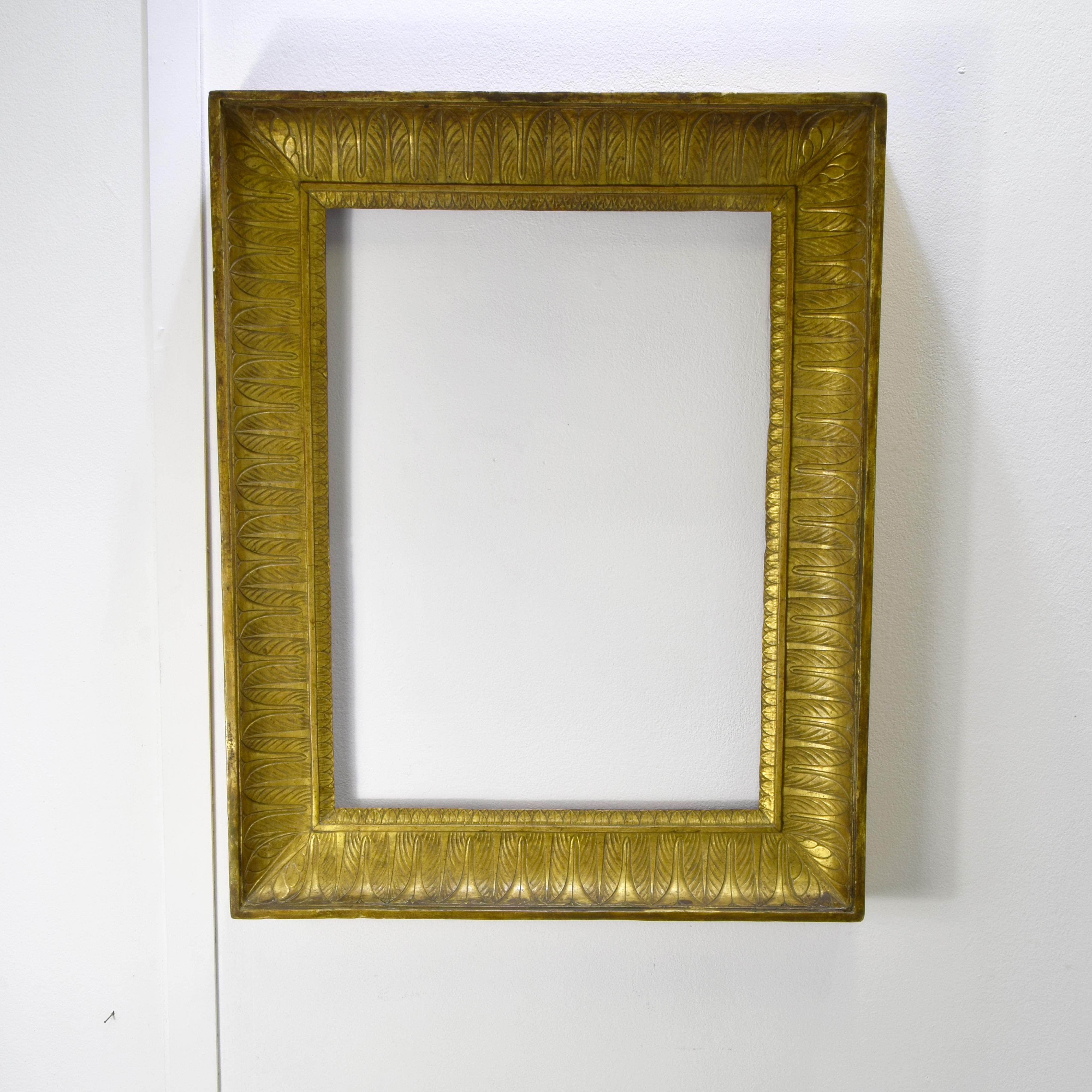 Hand-Carved Italian neoclassical frame in gold leaf, Piemontese school – XIX For Sale