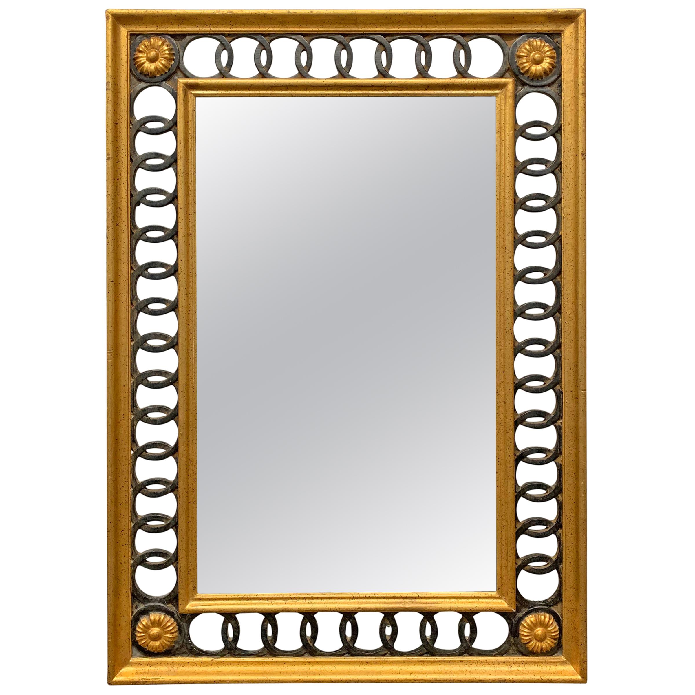 Dual Interlocking Oval Gold Frame Mirror For Sale at 1stDibs
