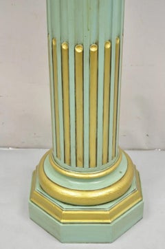 Piédestal de colonne néoclassique Empire français italien peint en vert et or