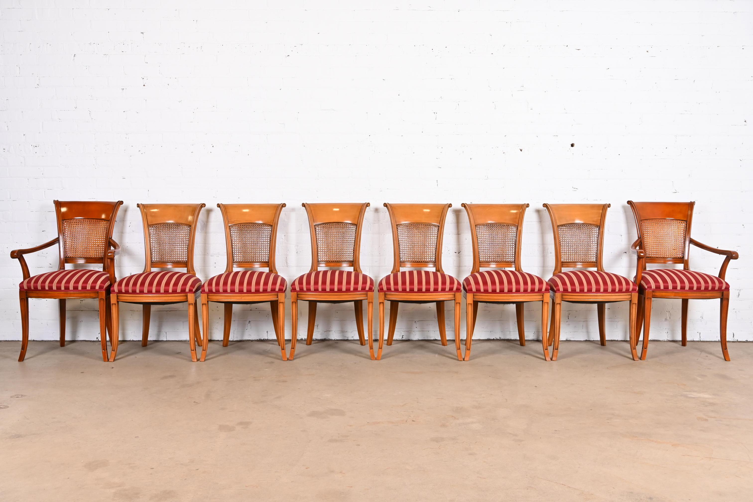 Italian Neoclassical Fruitwood Dining Chairs, Set of Eight In Good Condition In South Bend, IN