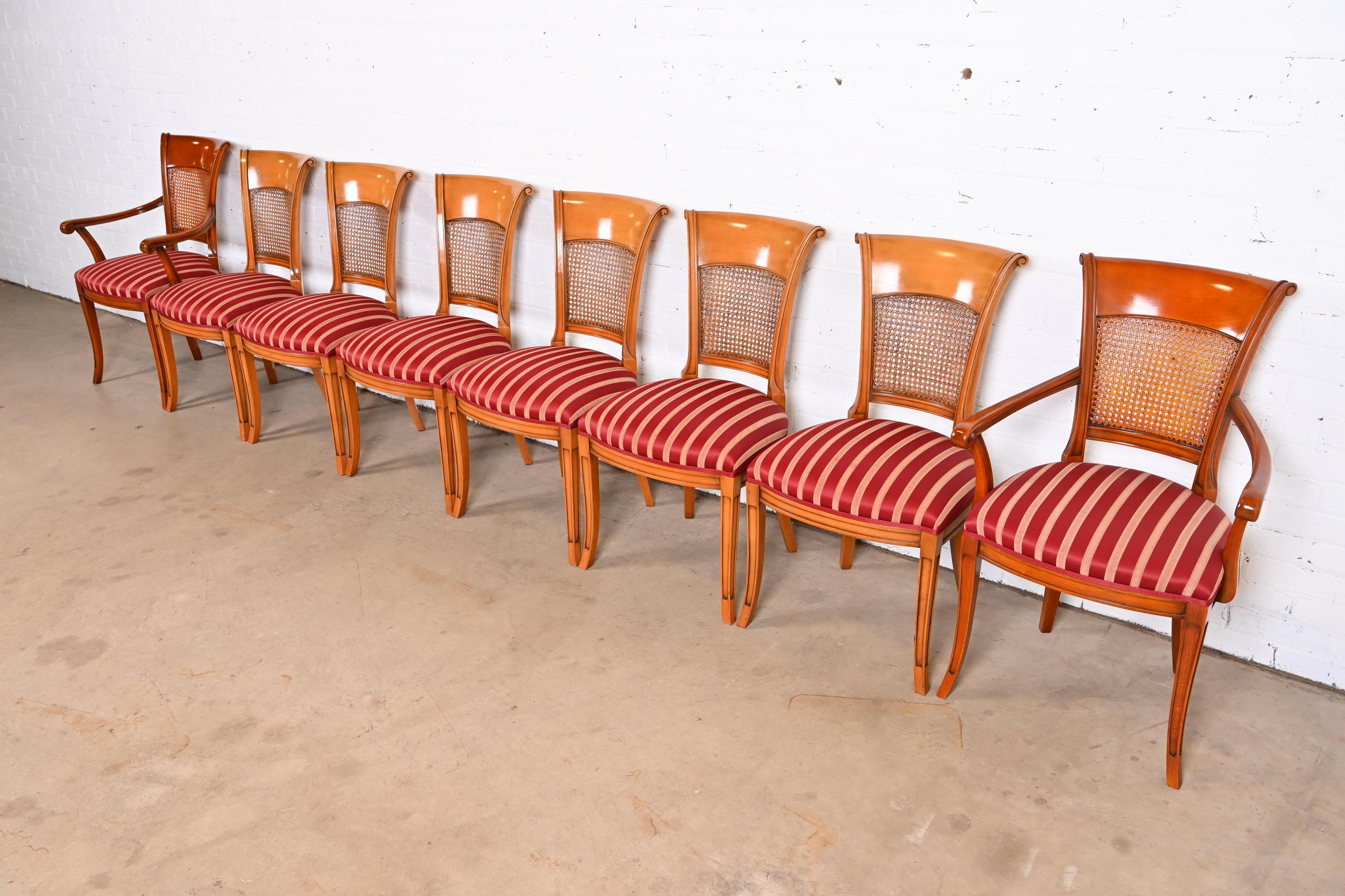 20th Century Italian Neoclassical Fruitwood Dining Chairs, Set of Eight