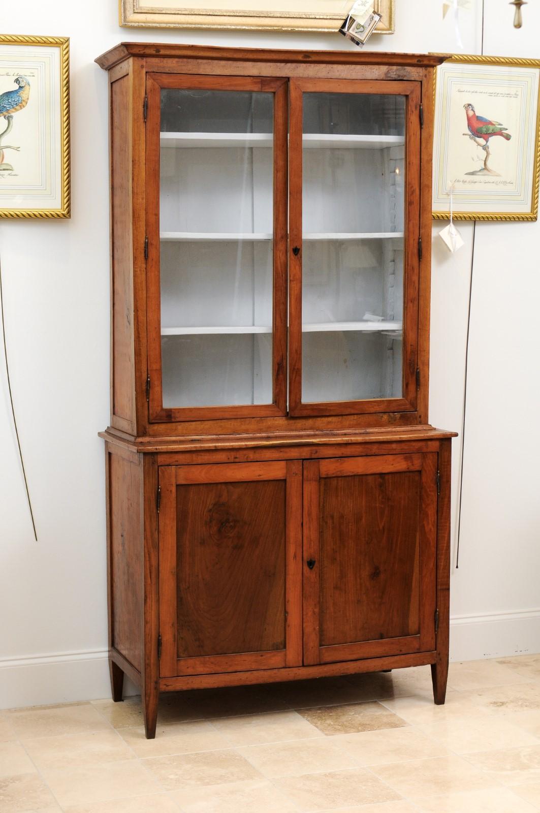 Italian Neoclassical Fruitwood Glass Paneled Door Bookcase, circa 1790 6