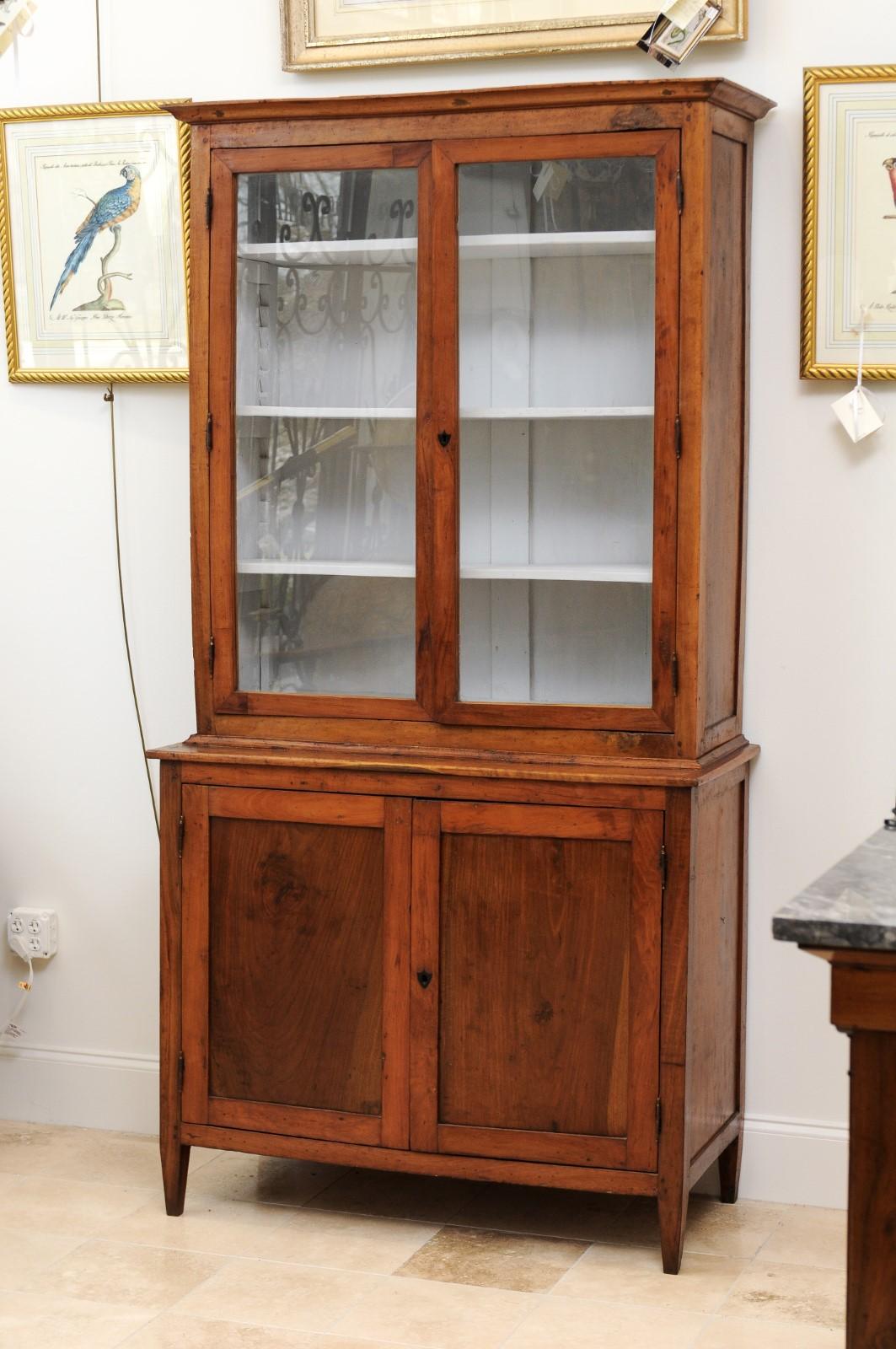 Italian Neoclassical Fruitwood Glass Paneled Door Bookcase, circa 1790 7