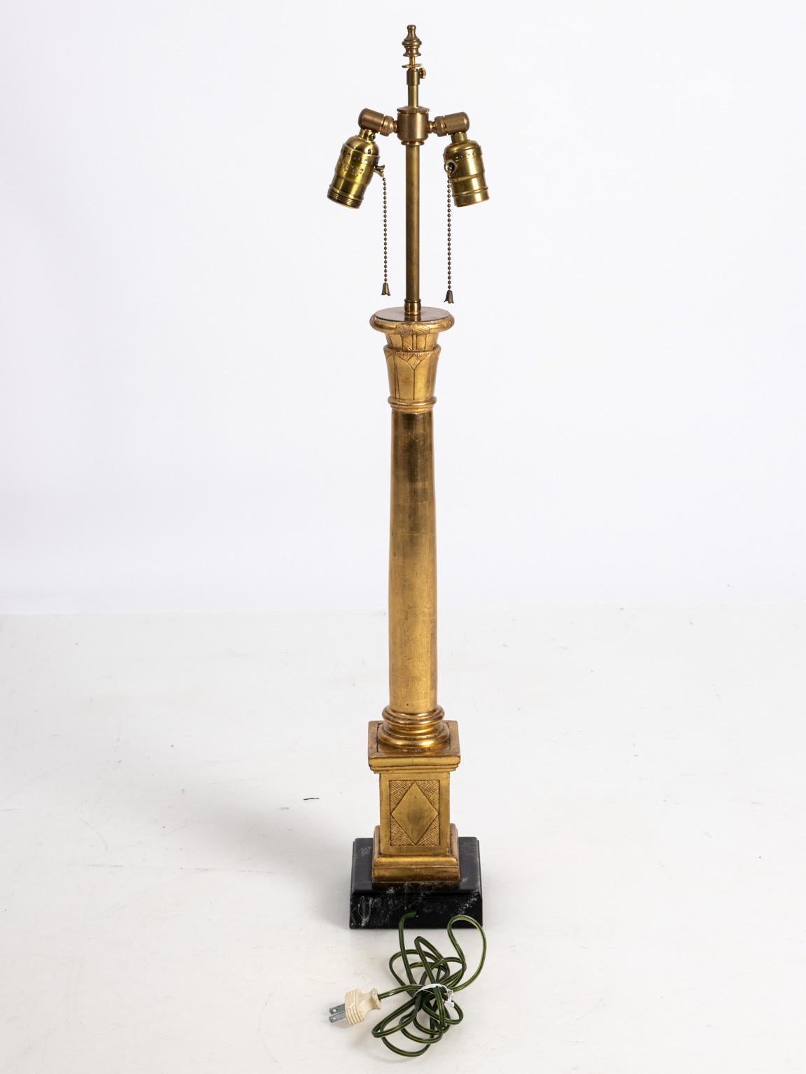 Early 20th Century Italian Neoclassical Gilded Column Lamp