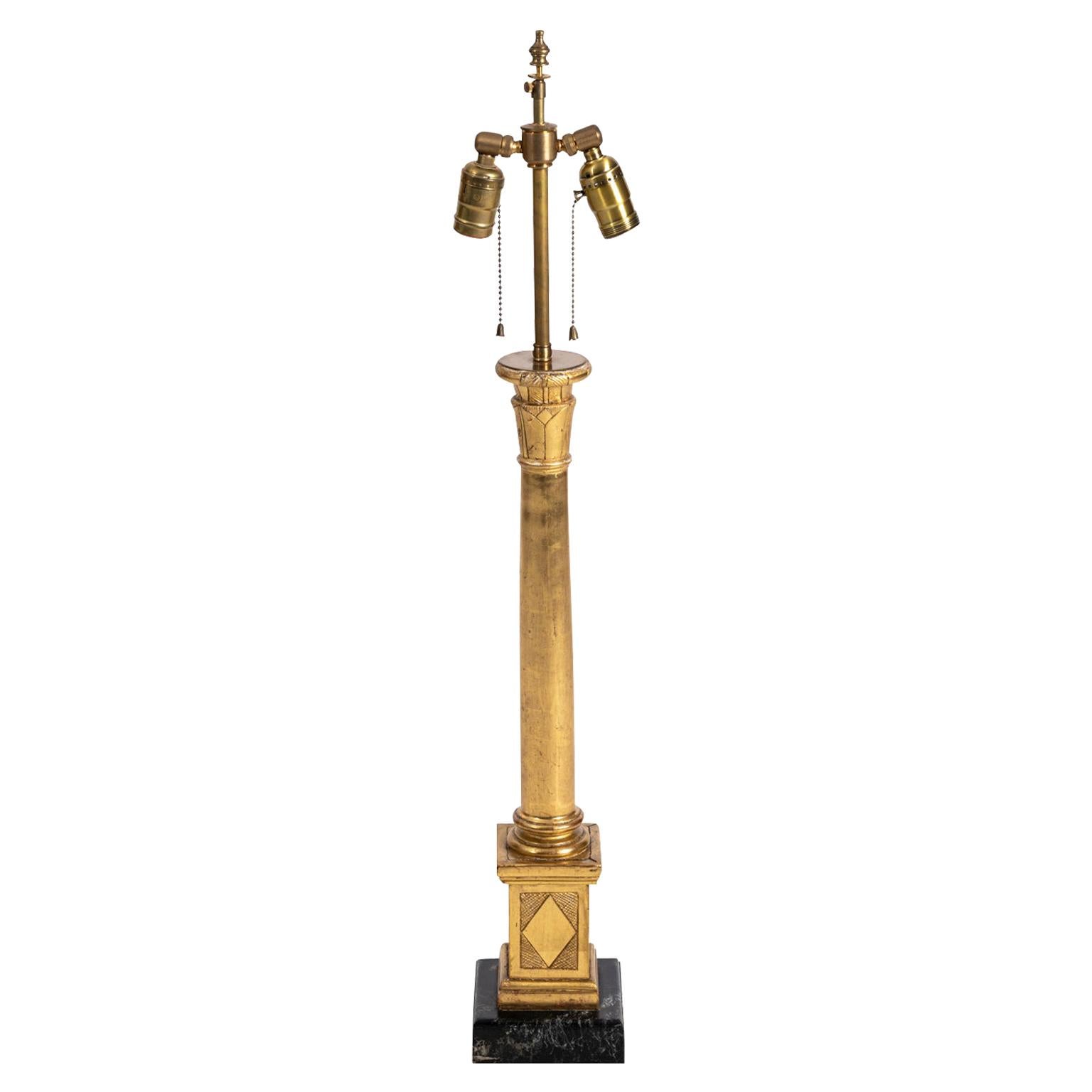 Italian Neoclassical Gilded Column Lamp