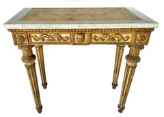 Italian Neoclassical Gilt Console Table with Marble Top, 18th Century