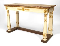 Italian Neo-Classic Painted Marble Top Console Table