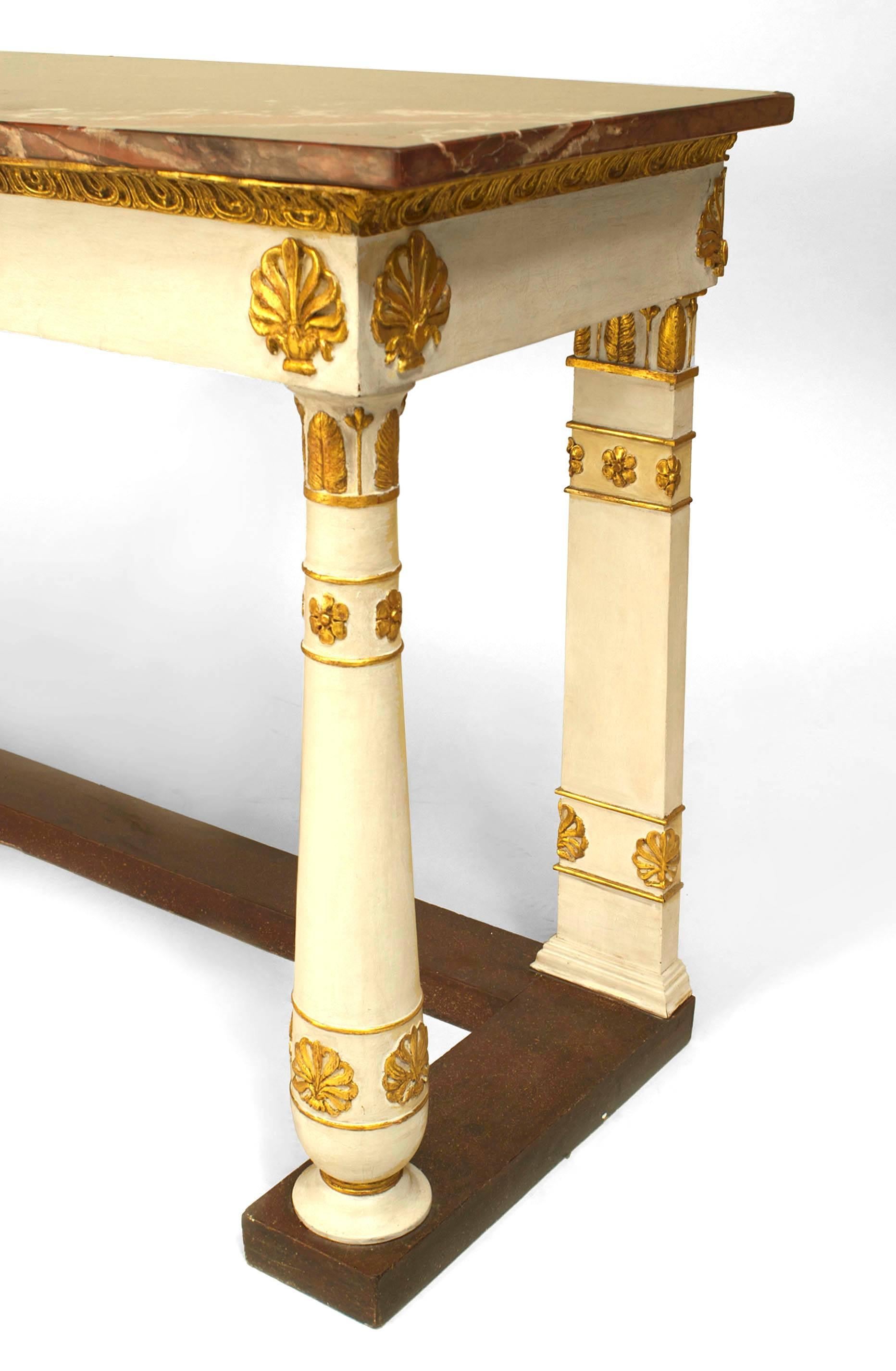 Neoclassical Italian Neo-Classic Painted Marble Top Console Table For Sale