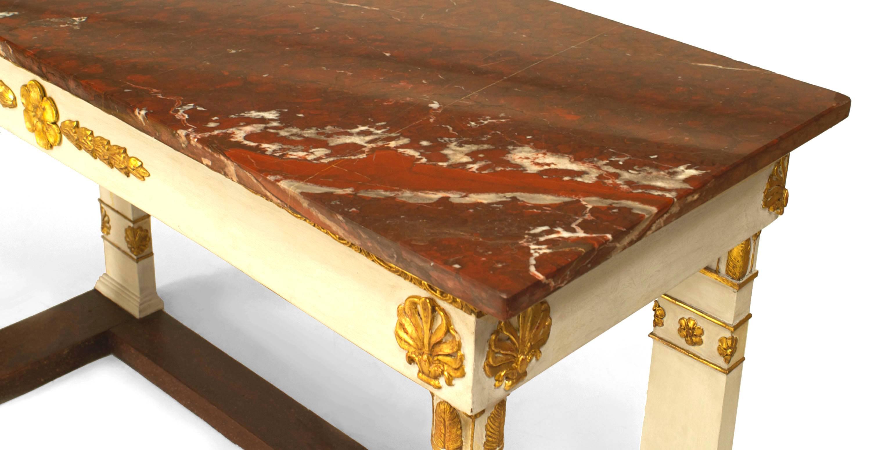 Consola italiana neoclásica pintada con tapa de mármol Italiano en venta