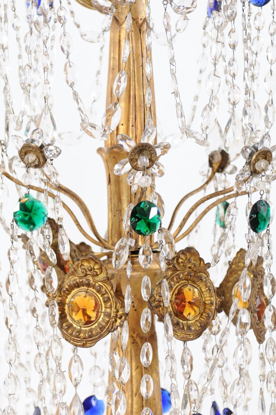 Italian Neoclassical Giltwood and Crystal 8-Light Chandelier, circa 1790 7