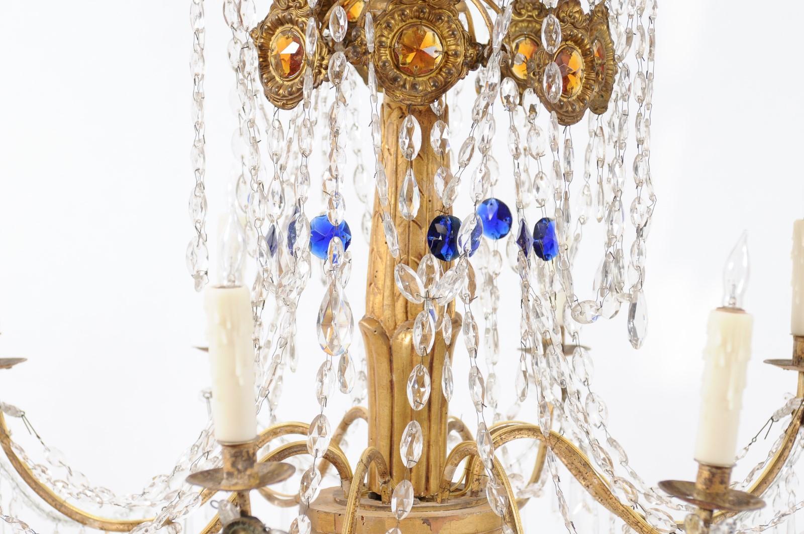 Italian Neoclassical Giltwood and Crystal 8-Light Chandelier, circa 1790 3