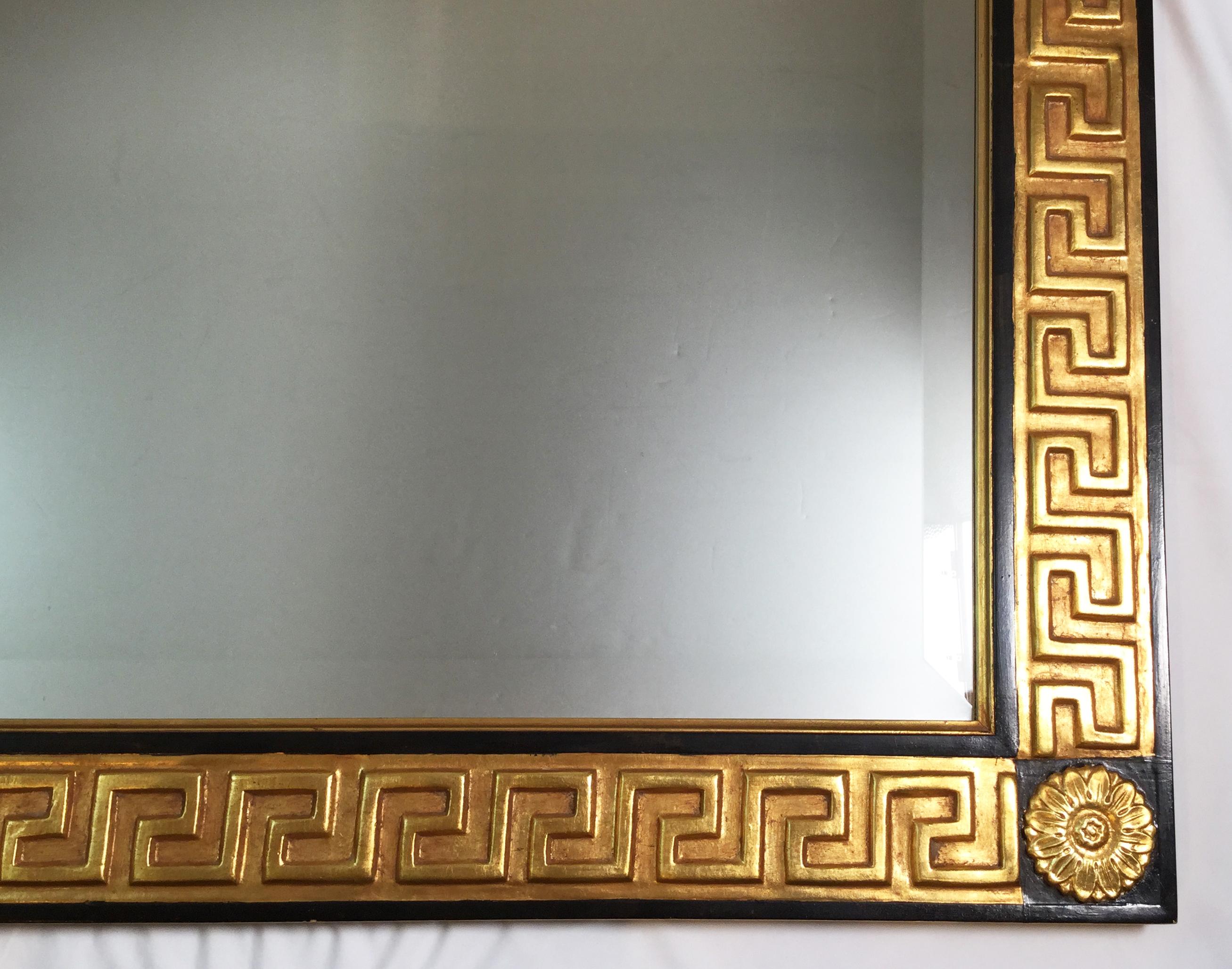 Italian Neoclassical Giltwood and Gesso Beveled Mirror In Good Condition In Lambertville, NJ
