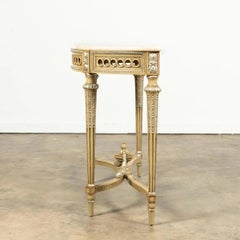 Italian Neoclassical Gilt Wood and Parcel Silver Marble Top Console Table