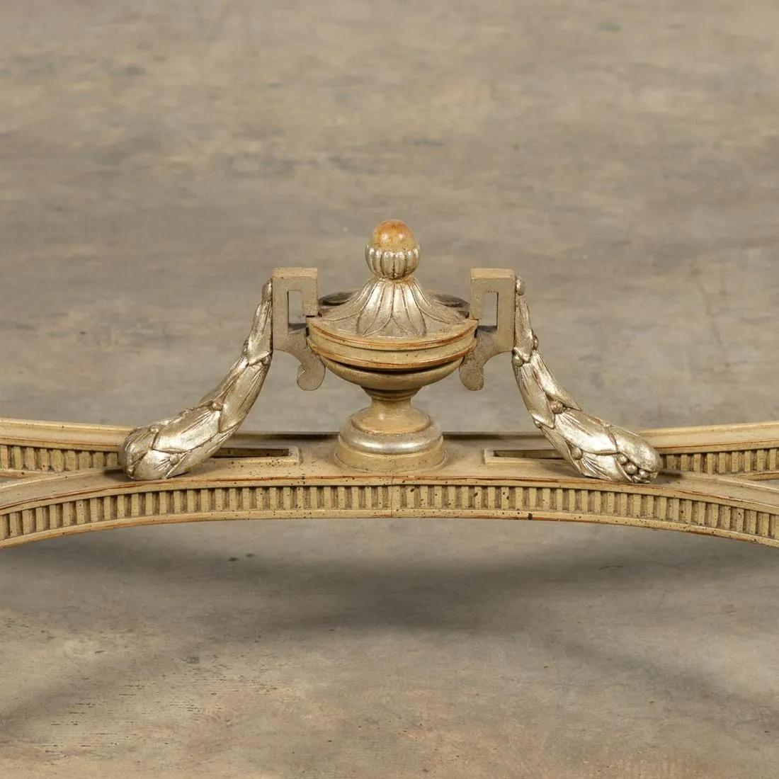 Italian Neoclassical Gilt Wood and Parcel Silver Marble Top Console Table 1