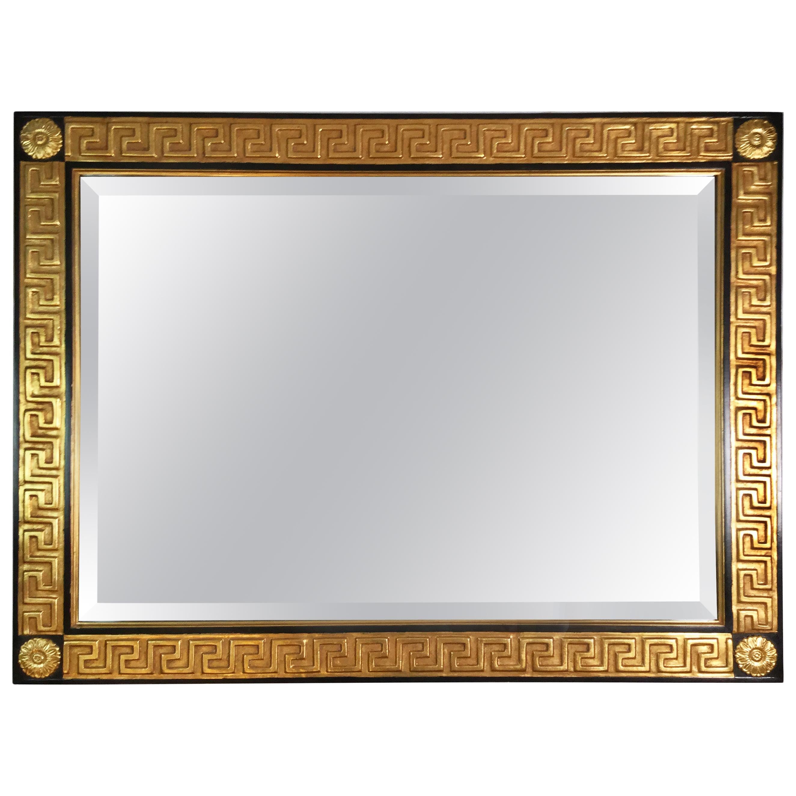 Italian Neoclassical Giltwood and Gesso Beveled Mirror