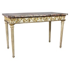 Table console néoclassique italienne en bois doré et peint