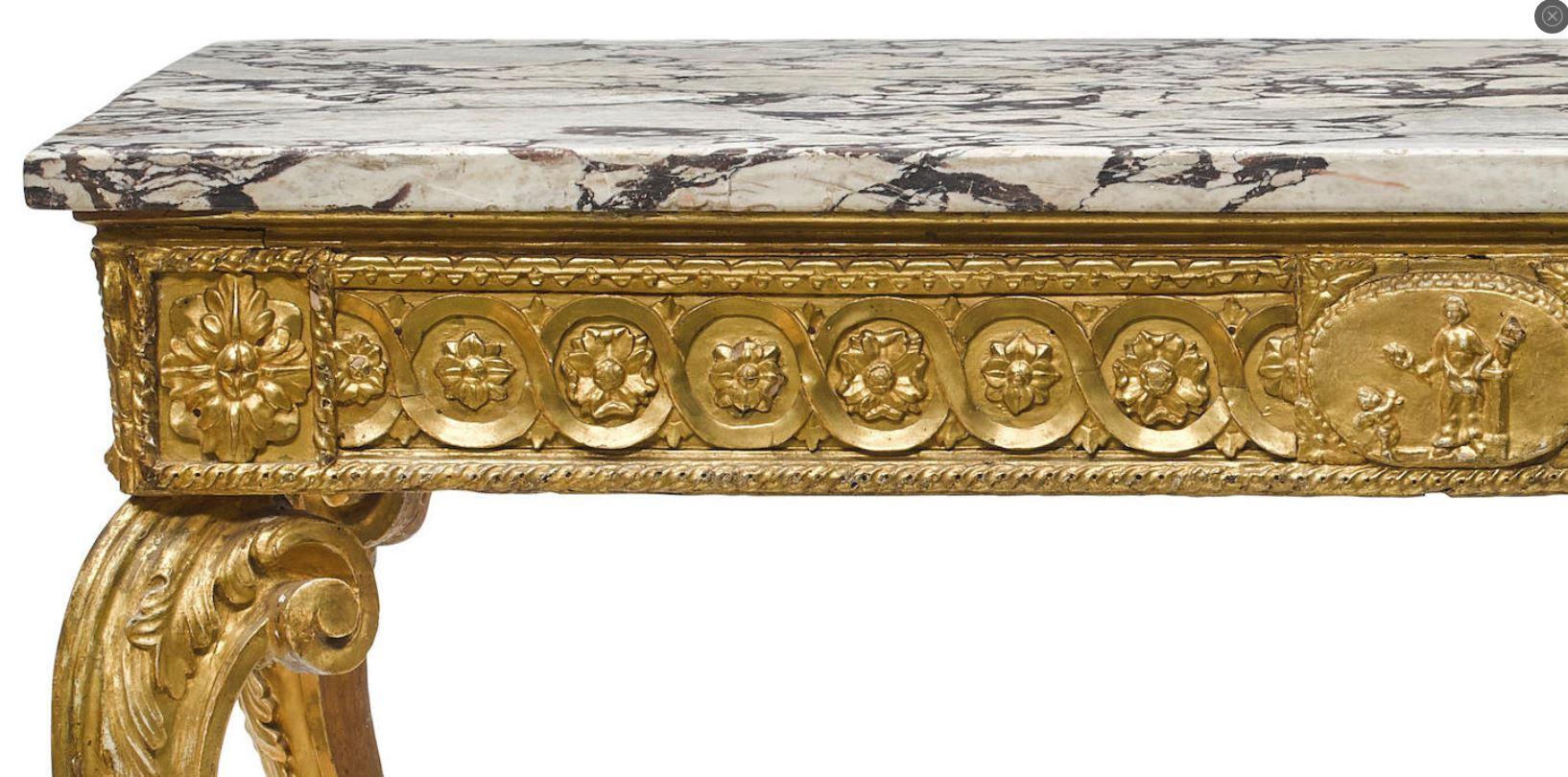 Italienische neoklassizistische Konsole aus vergoldetem Holz, 18. Jahrhundert (Neoklassisch)