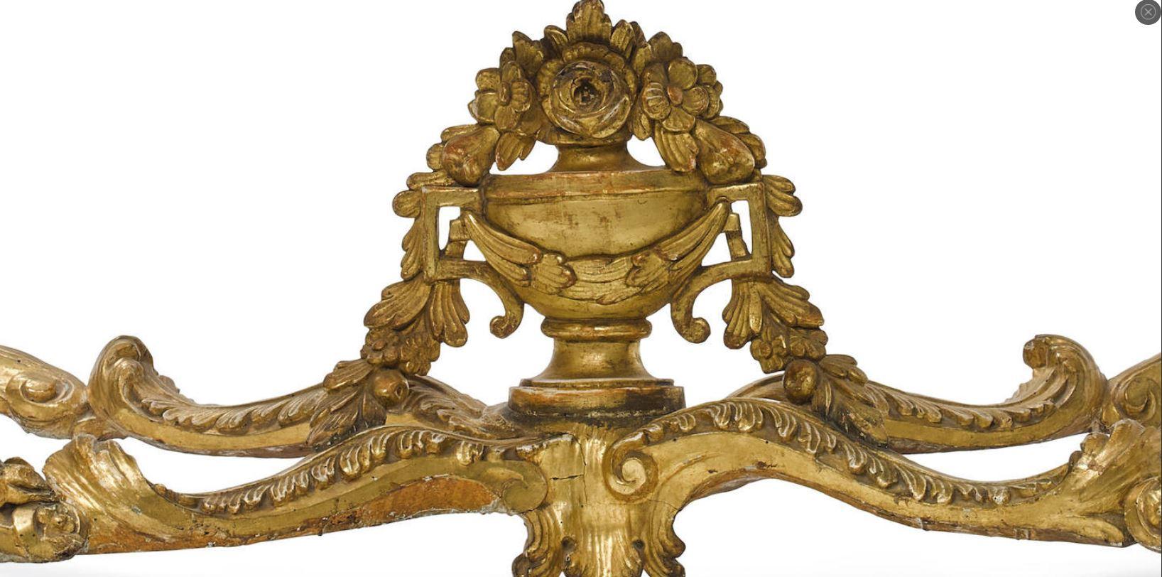 Marble Italian Neoclassical Giltwood Console, 18th Century