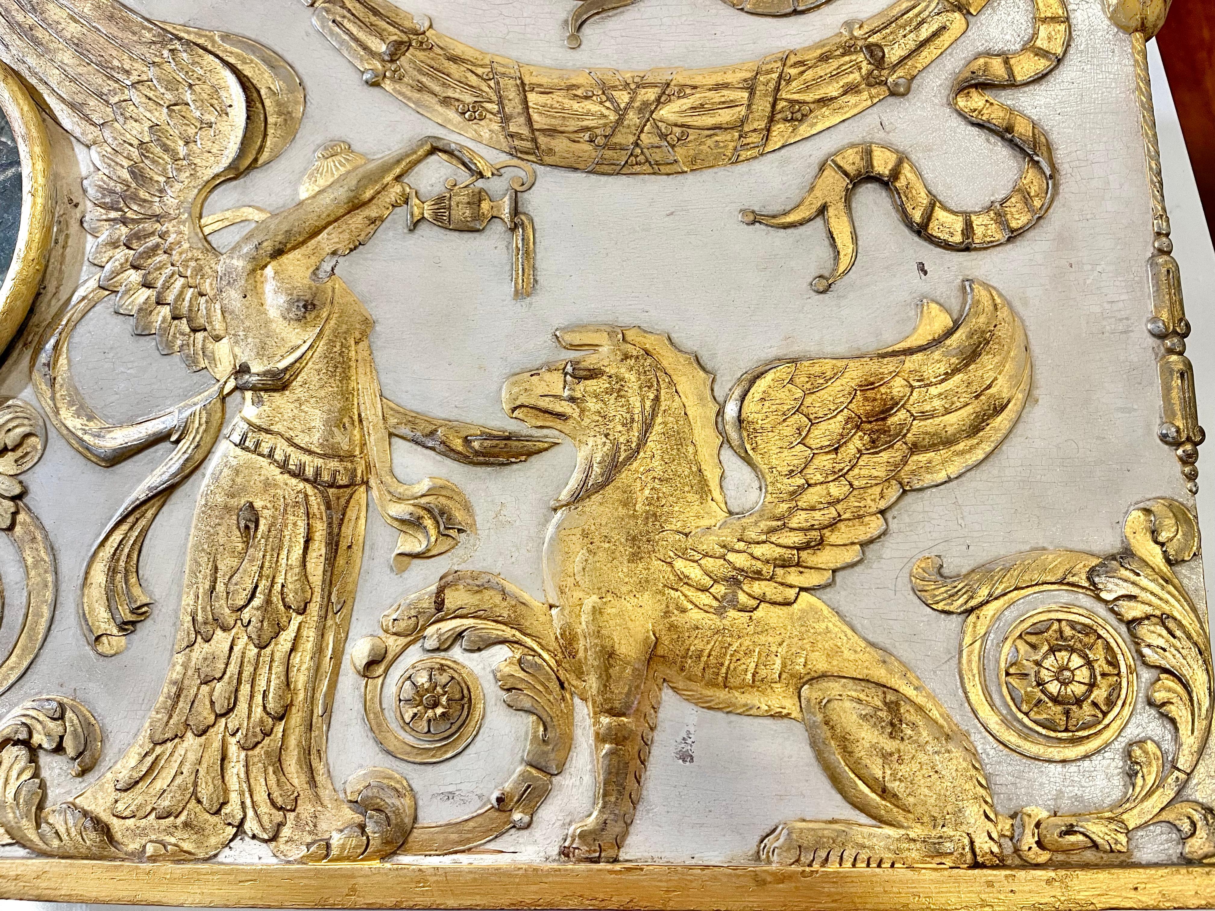 Panel de puerta neoclásico italiano de madera dorada decorado con boiserie Pintado en venta