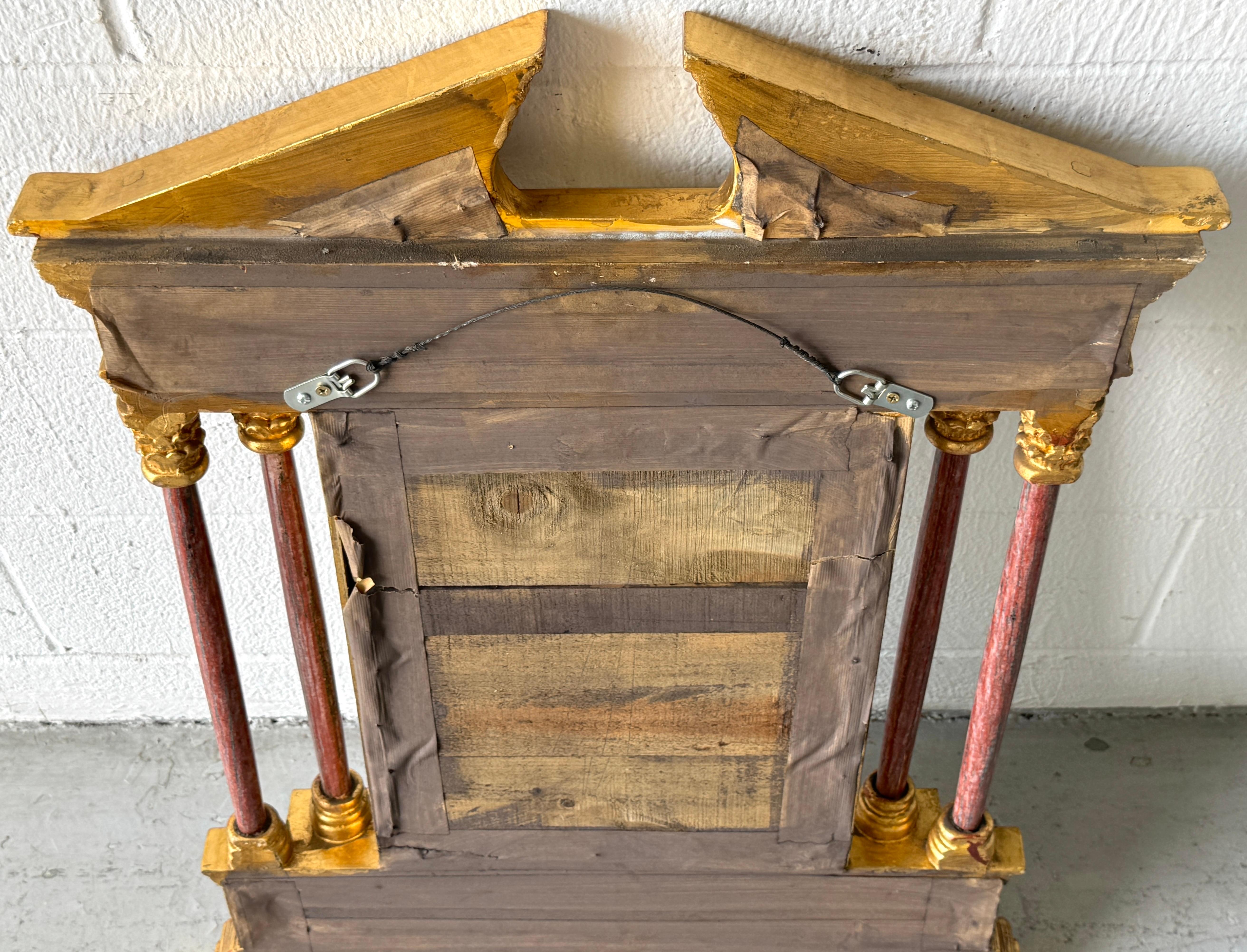 Italienischer neoklassischer Spiegel aus Giltwood mit Intarsien und geschnitztem Marmor, 20. im Angebot 5