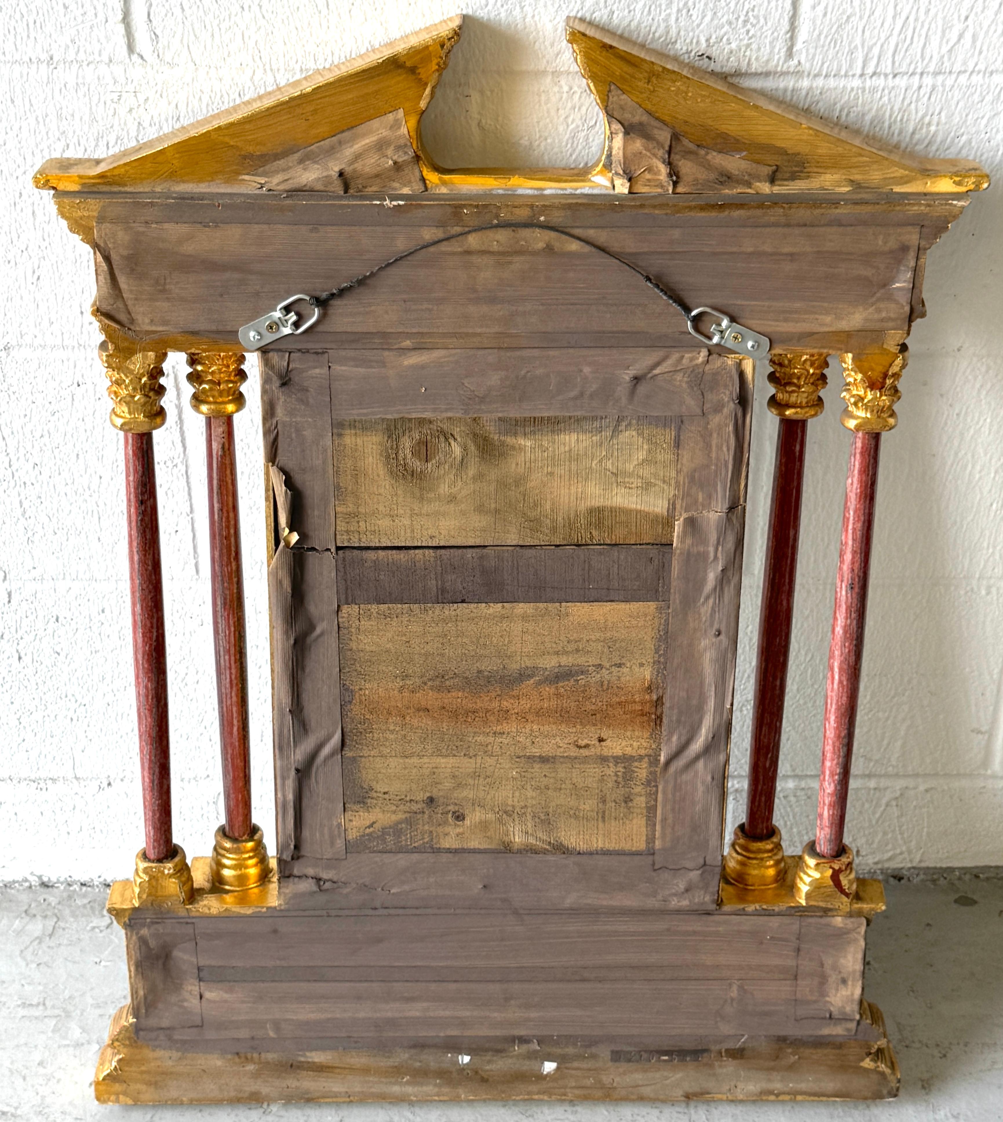 Italienischer neoklassischer Spiegel aus Giltwood mit Intarsien und geschnitztem Marmor, 20. im Angebot 4