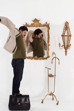 Italian Neoclassical Giltwood Mirror and Pair of Mirrored Candle Sconces