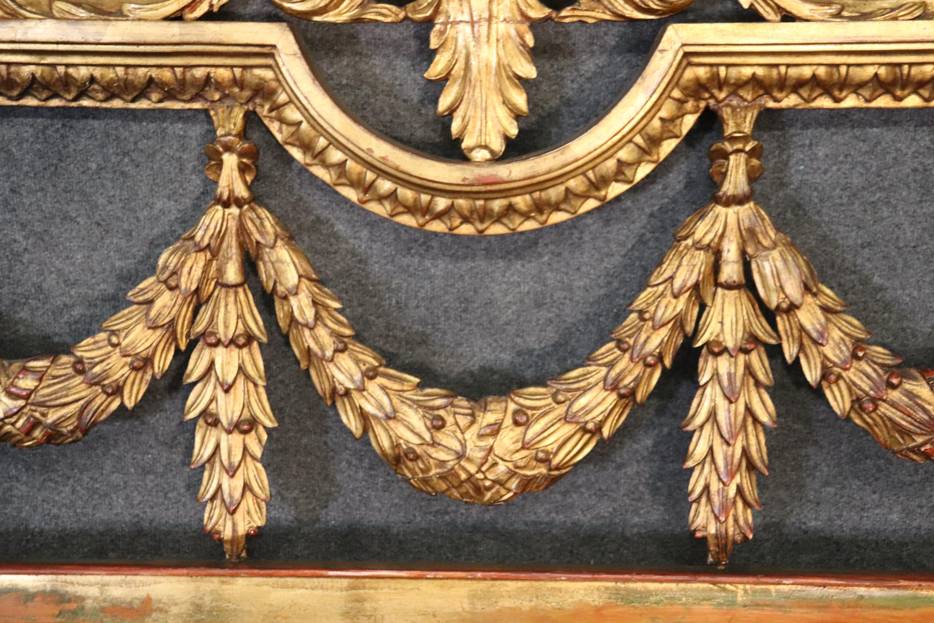 Italian Neoclassical Gold Leaf Gilded King Size Headboard Bed, circa 1950 4