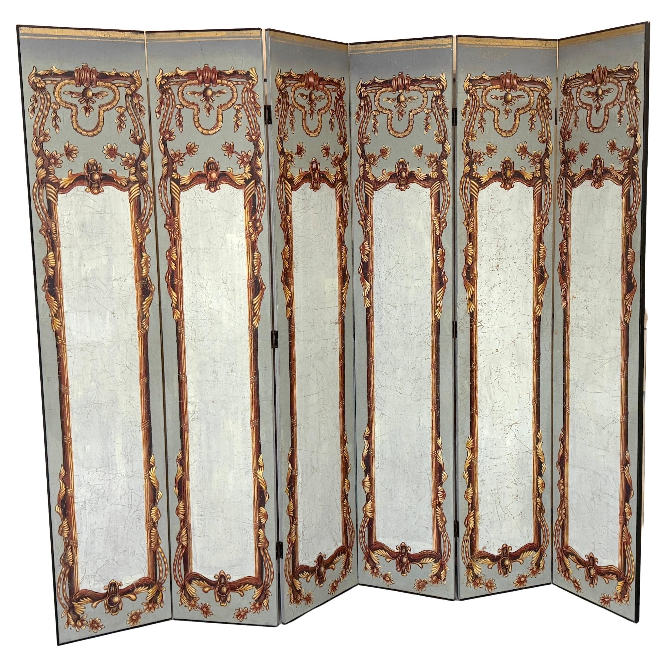 Paravento italiano neoclassico grigio policromato a 6 pannelli 

Italia, XX secolo 

Questo paravento italiano neoclassico grigio policromato a 6 pannelli, realizzato in Italia nel XX secolo, è una dichiarazione decorativa elegante e sostanziale.