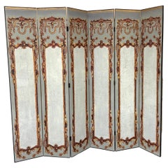 Italian Neoclassical Gray Polychromed 6-Panel Screen