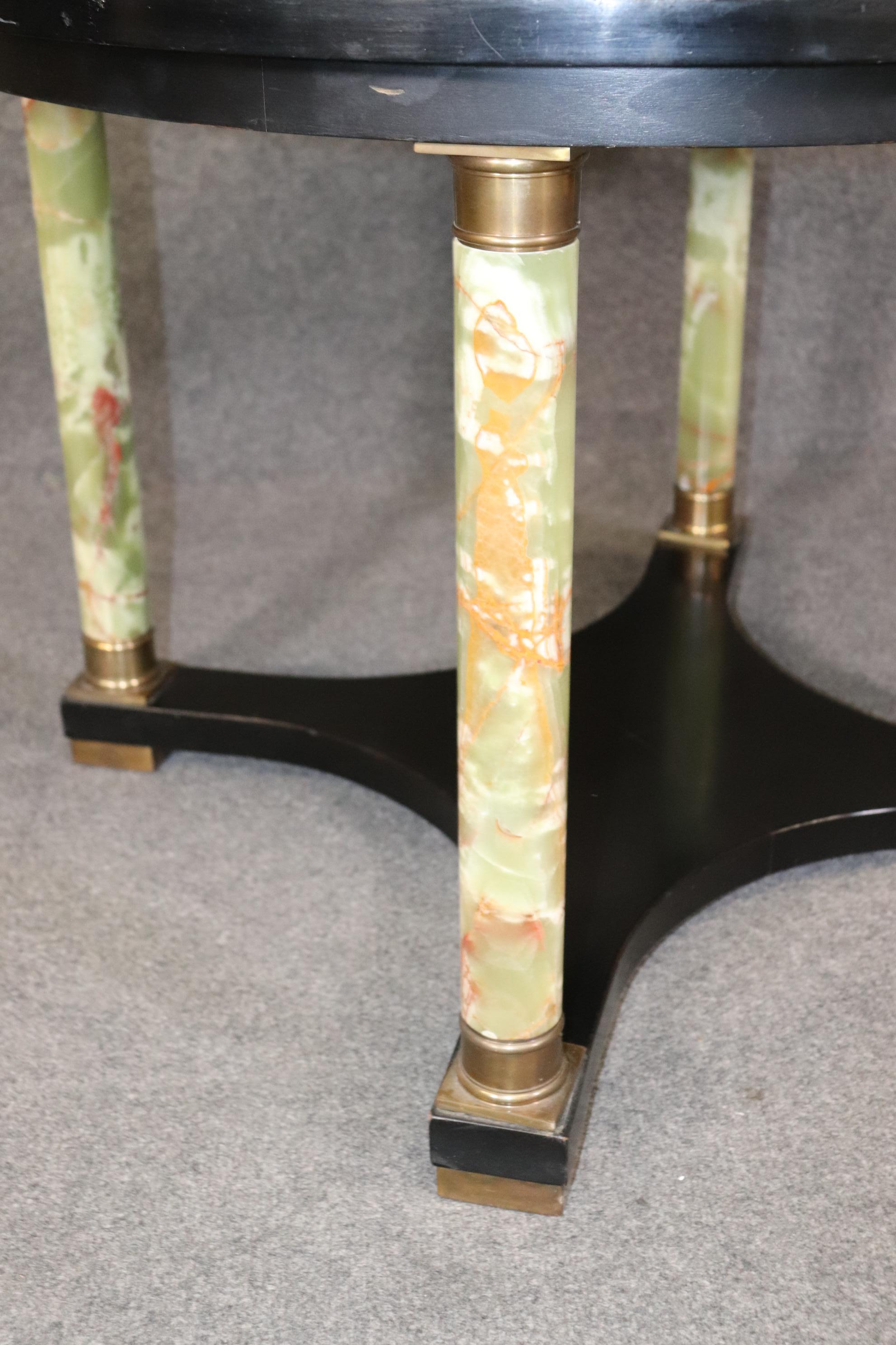 Italian Neoclassical Green Onyx and Mother of Pearl Inlaid Center Table  For Sale 4