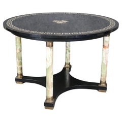 Italian Neoclassical Green Onyx and Mother of Pearl Inlaid Center Table 