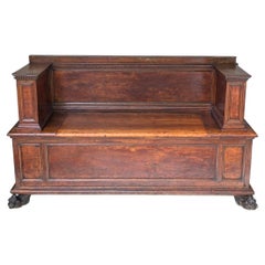 Italian Neoclassical Carved Walnut Hall Bench