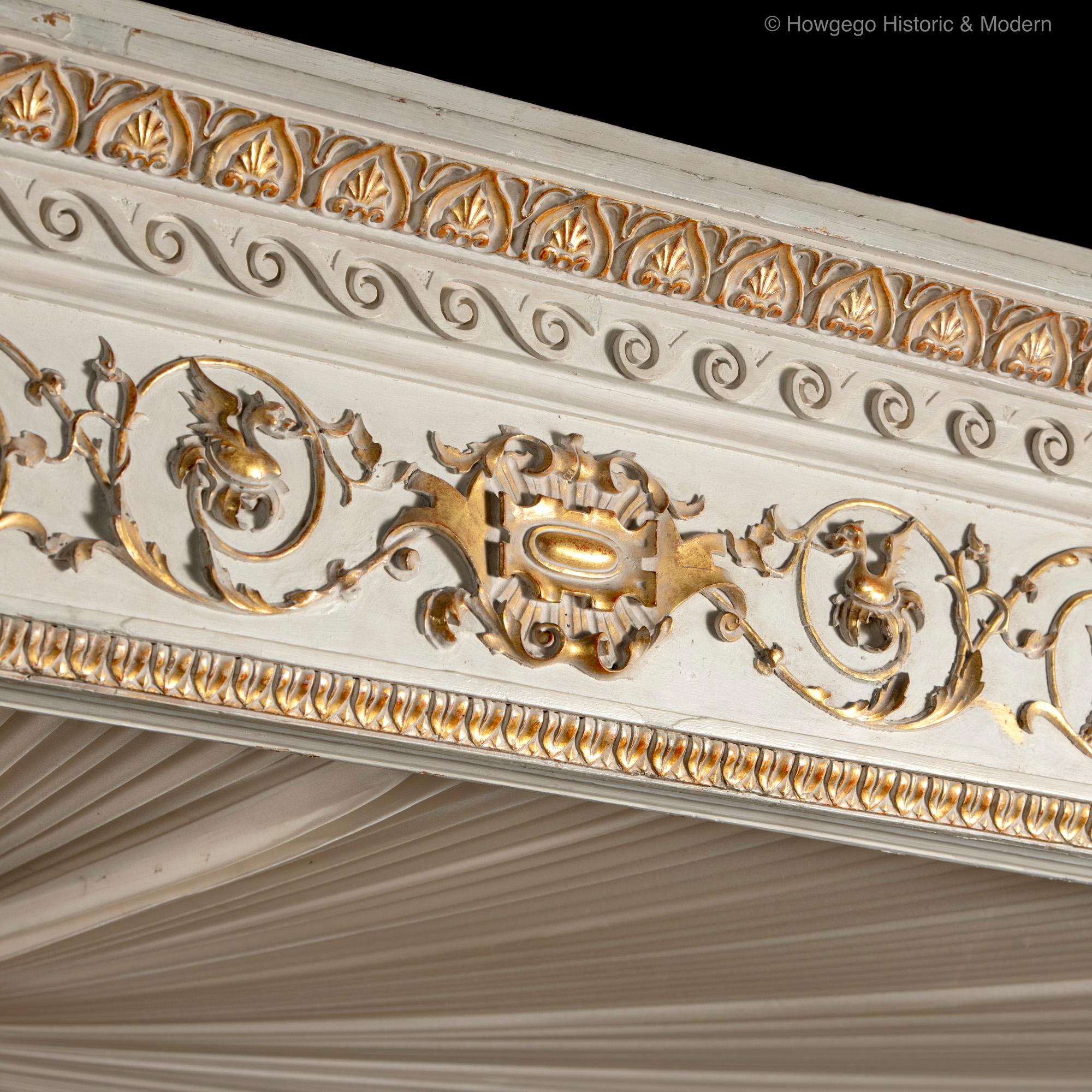 Italian Neoclassical Handcarved Gilded Tester State Bed (6ft/180cm) & Cupboard For Sale 4