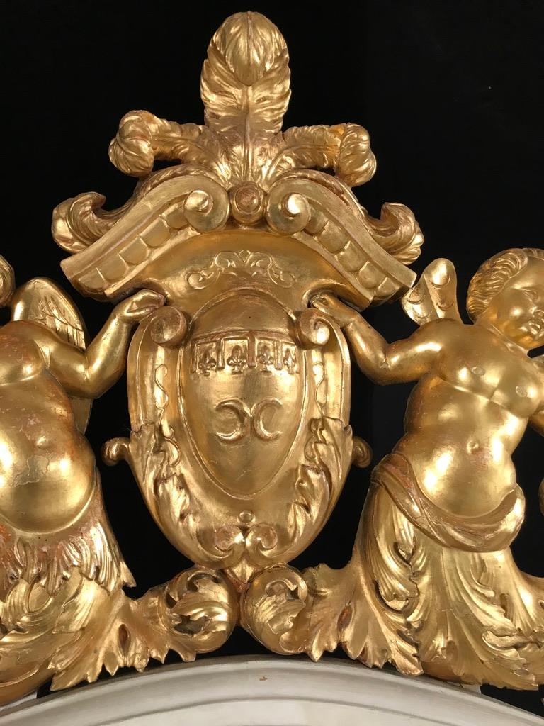 Italian Neoclassical Handcarved Gilded Tester State Bed (6ft/180cm) & Cupboard For Sale 11