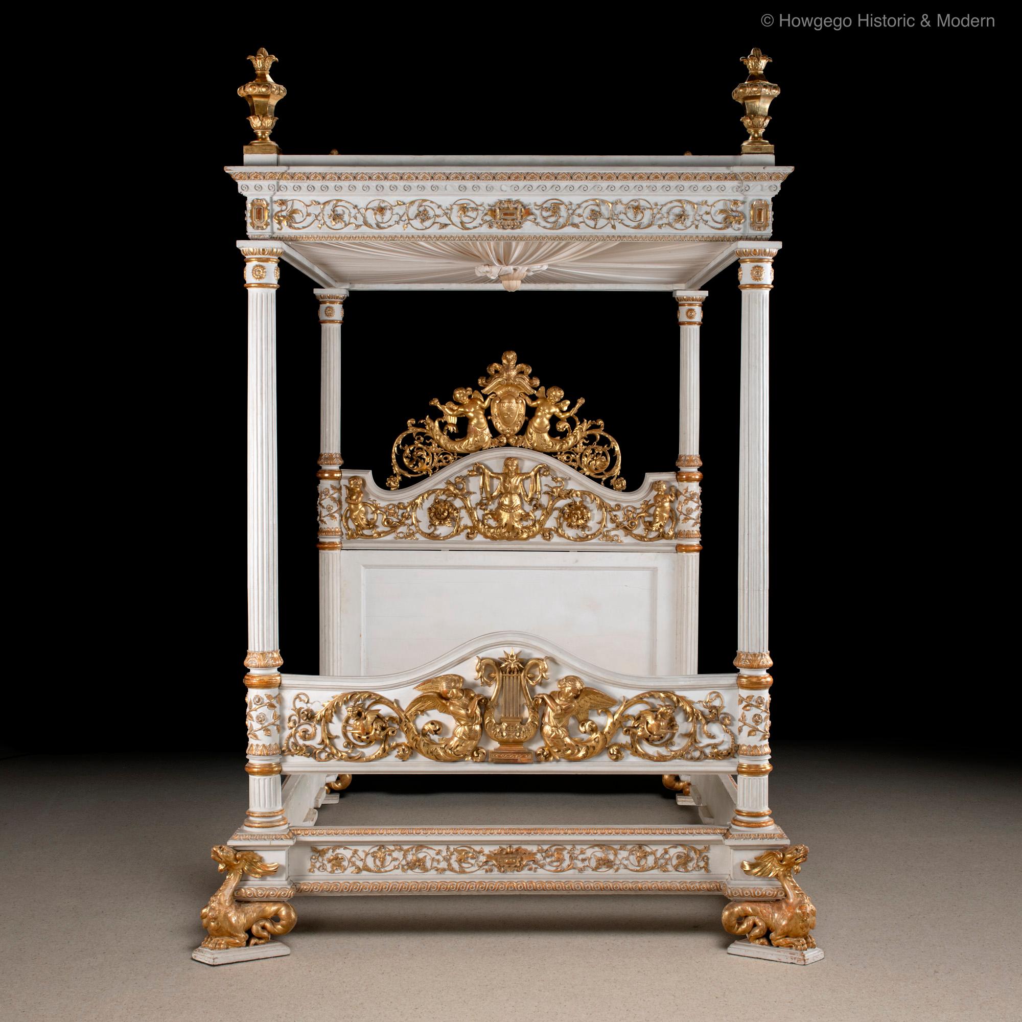 - Rare Opportunity To Acquire A Museum Quality, Late-18th Century, Neoclassical Period, Italian, Handcarved, Painted & Gilded, Tester State Bed & Accompanying Cupboard of State With An Impeccable Historic House Provenance
- The quality of the