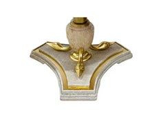 Italian Neoclassical Hollywood Regency Marble Table Brass Swan Base