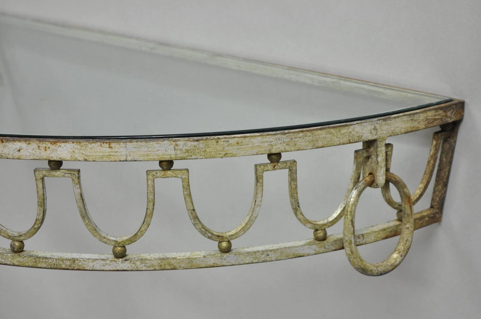 Consola italiana neoclásica de hierro dorado y plata de la Regencia de Hollywood en venta 5