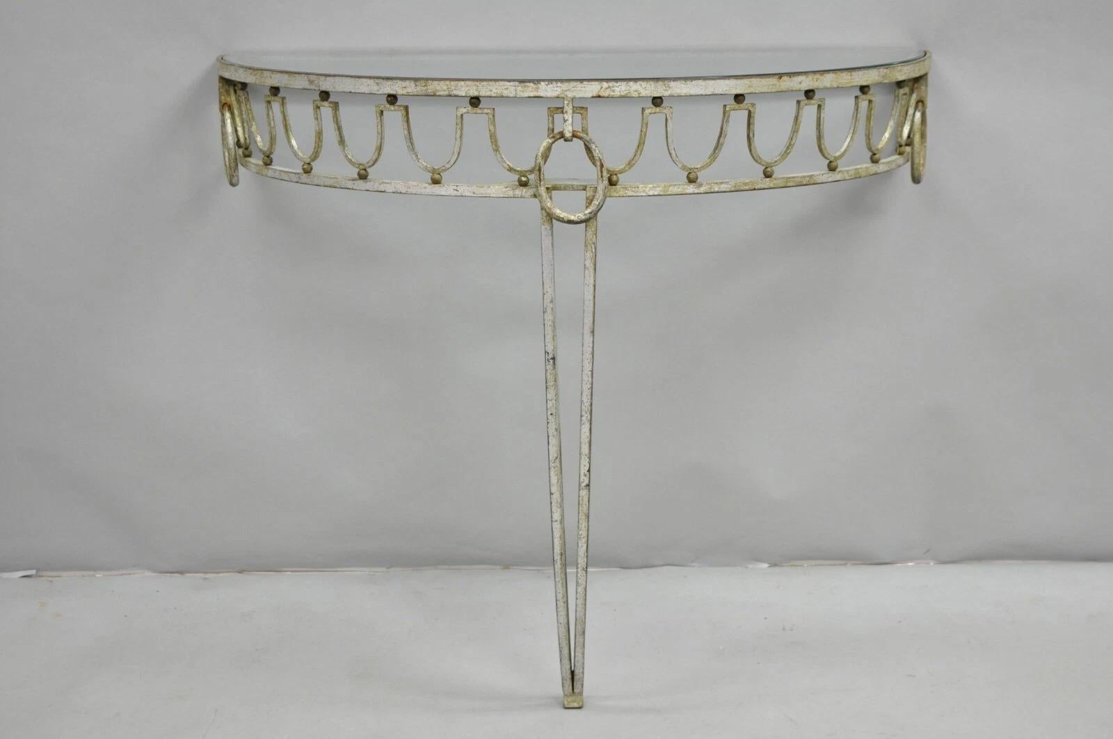 Consola italiana neoclásica de hierro dorado y plata de la Regencia de Hollywood en venta 6