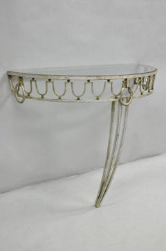 Italienischer neoklassischer Hollywood Regency Konsolentisch aus vergoldetem Eisen mit Wandhalterung