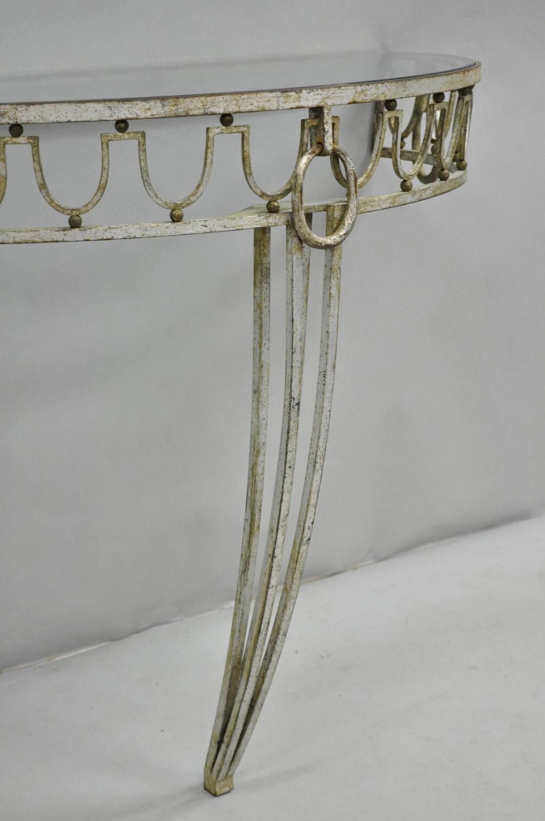Consola italiana neoclásica de hierro dorado y plata de la Regencia de Hollywood Desconocido en venta