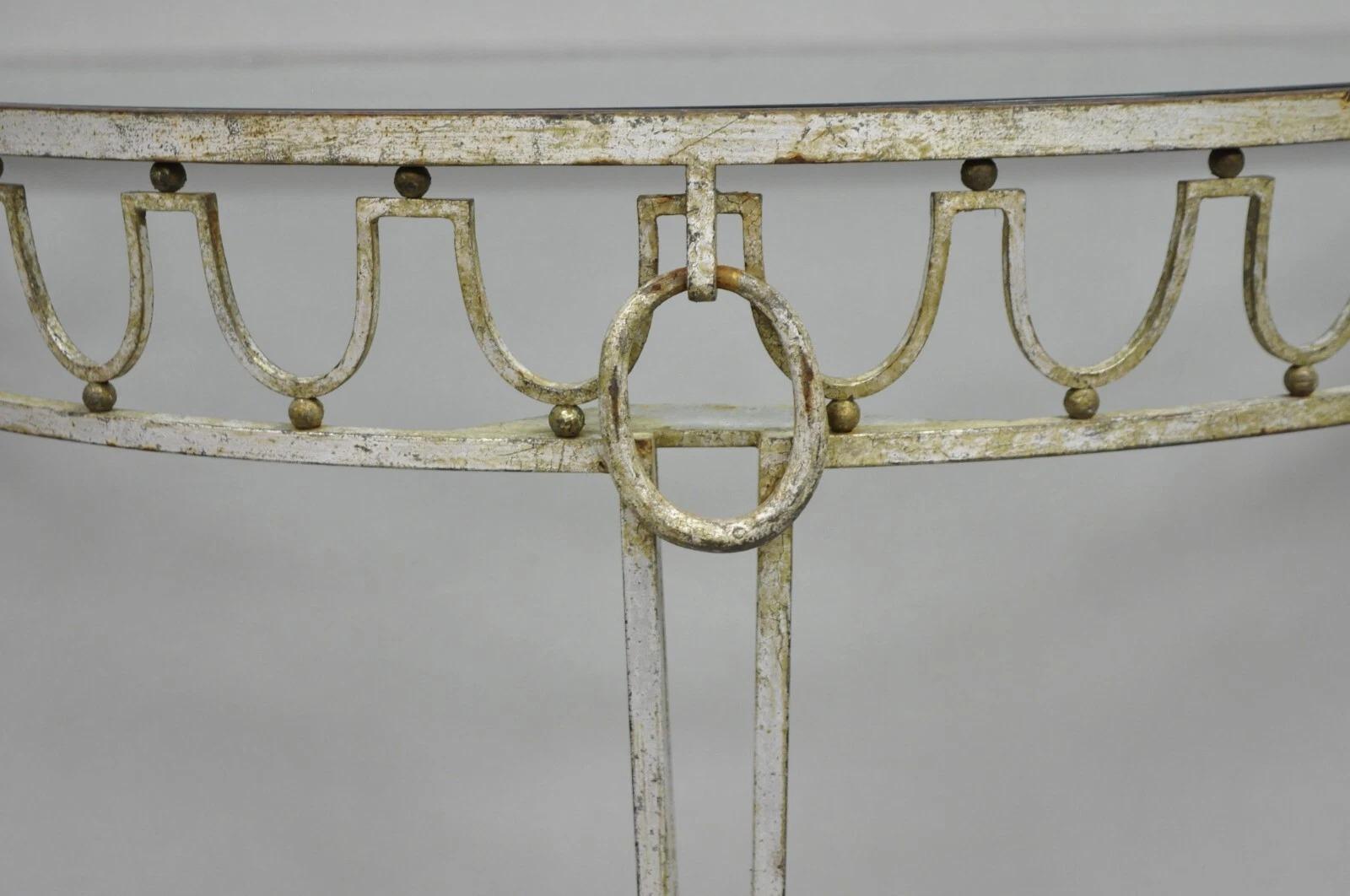 Consola italiana neoclásica de hierro dorado y plata de la Regencia de Hollywood en Bueno estado para la venta en Philadelphia, PA