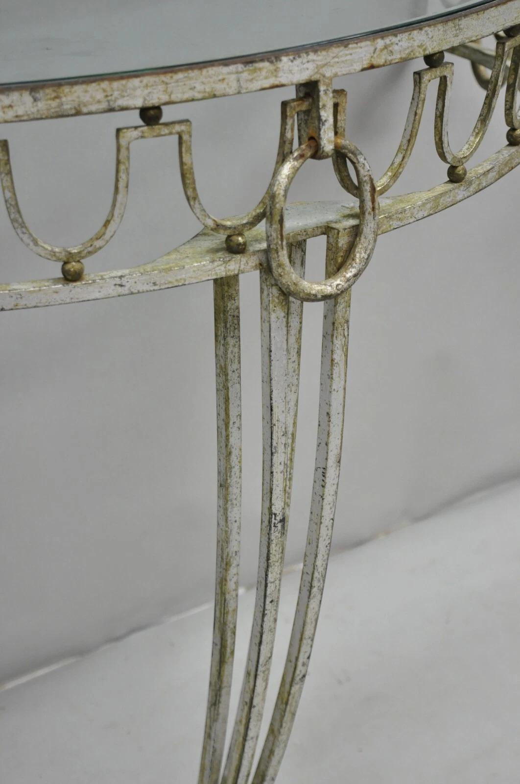 Consola italiana neoclásica de hierro dorado y plata de la Regencia de Hollywood en venta 1