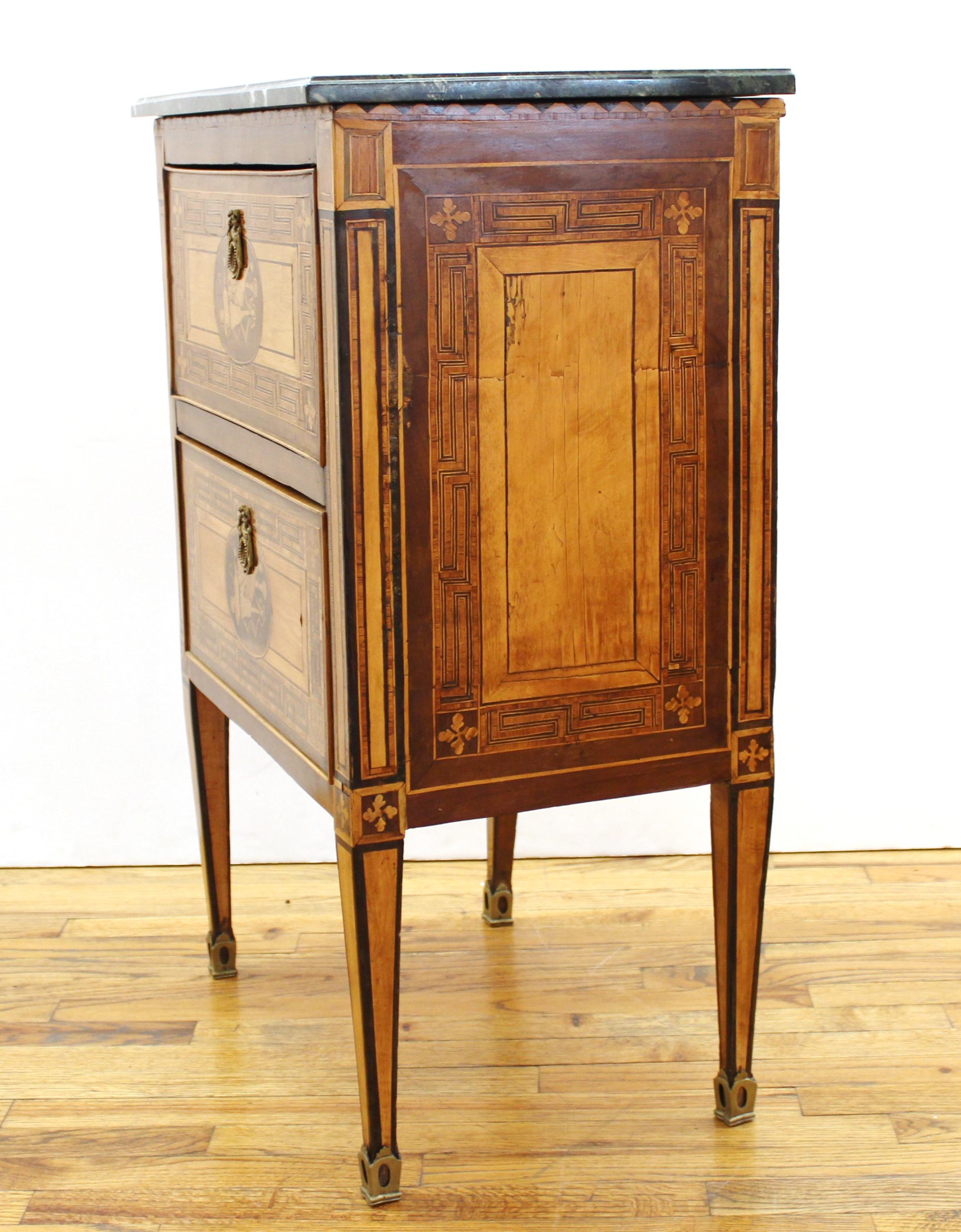 Italian Neoclassical Inlaid Commodino Cabinet with Marble Top 6