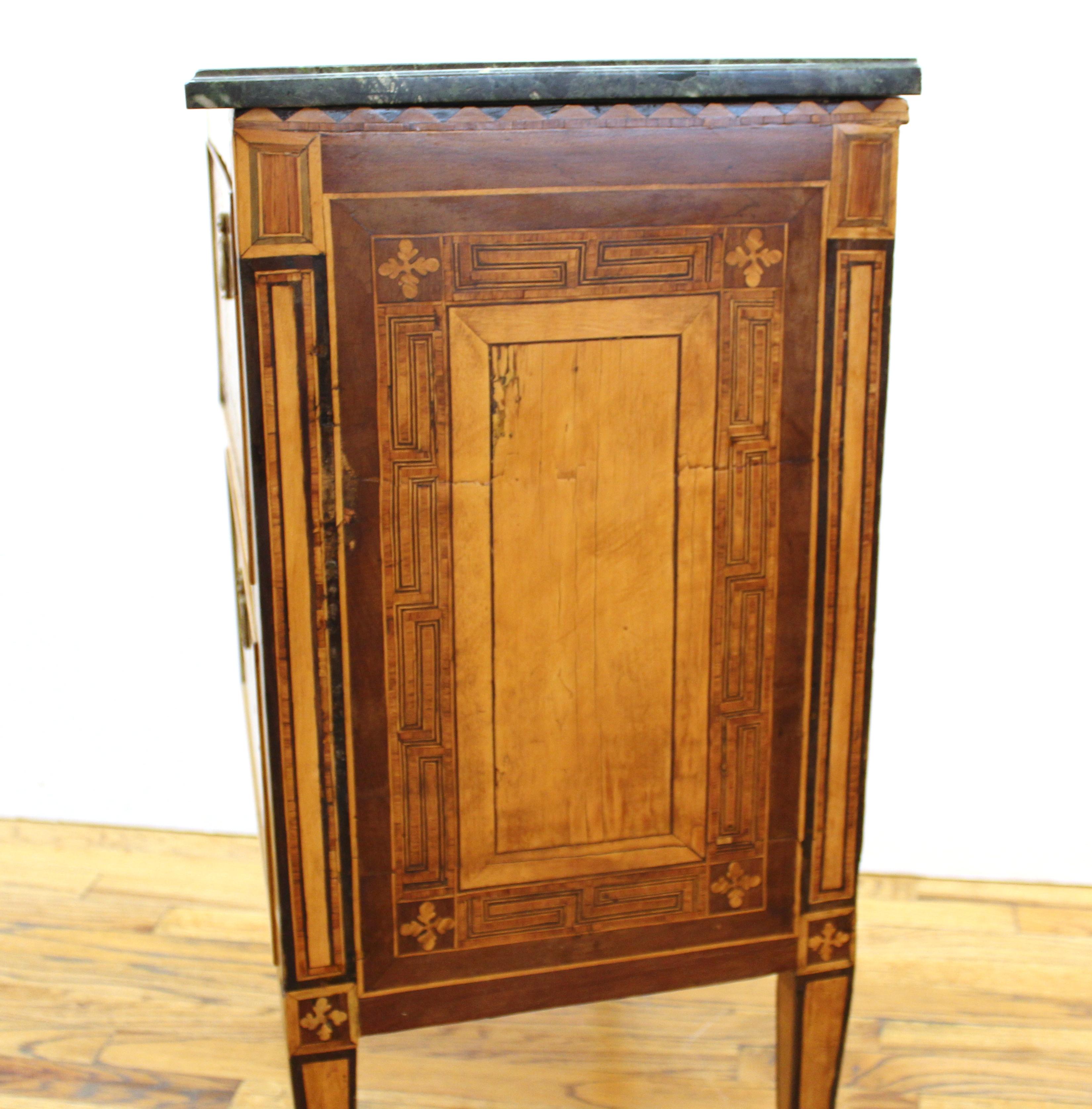 Italian Neoclassical Inlaid Commodino Cabinet with Marble Top 7