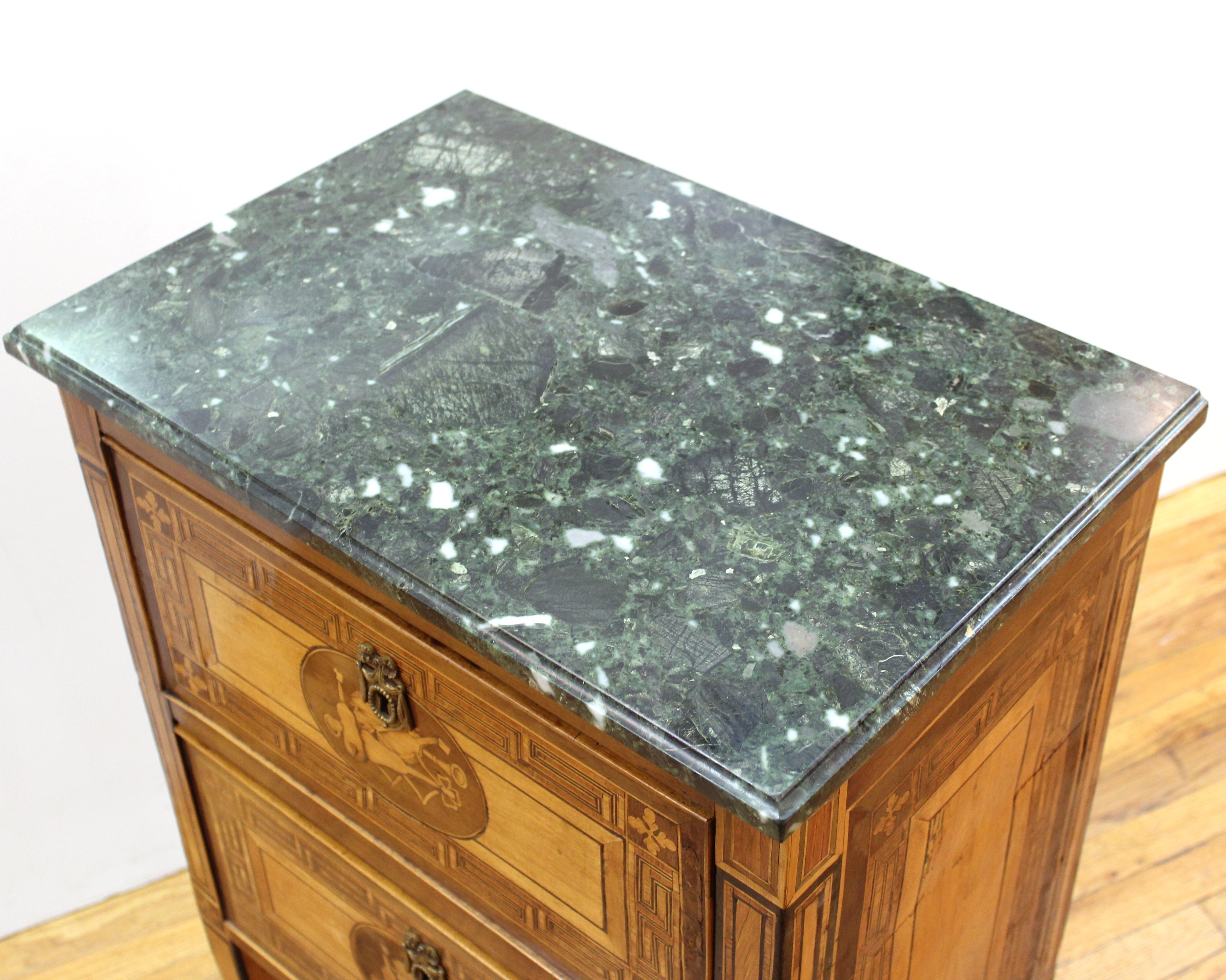 Italian Neoclassical Inlaid Commodino Cabinet with Marble Top 8